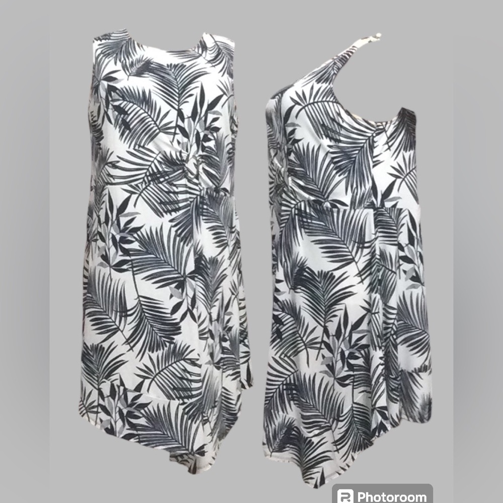 Dana Buchman 3X Palm Leaf Print Dress